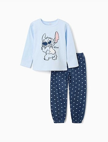 Pigiama in pile con stitch ricamato