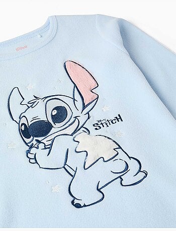Pigiama in pile con stitch ricamato