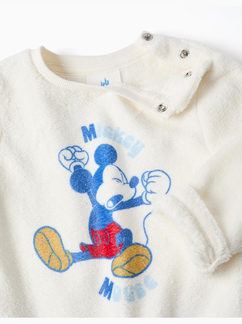 Pigiama in pile corallo con stampa Mickey Bianco - Kiabi