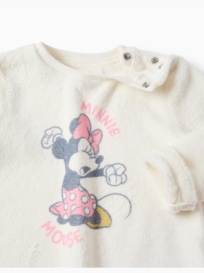 Pigiama in pile corallo con stampa Minnie Bianco - Kiabi