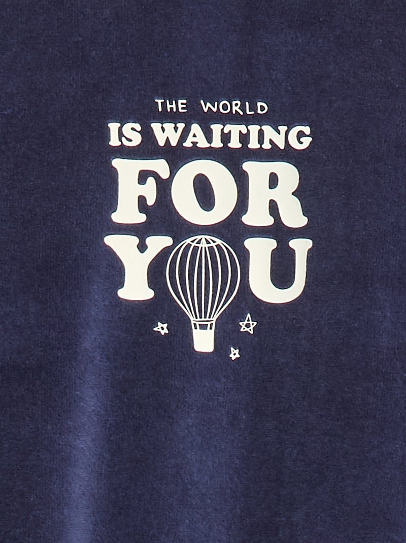 Pigiama in pile piedini e animazione davanti Blu - Kiabi