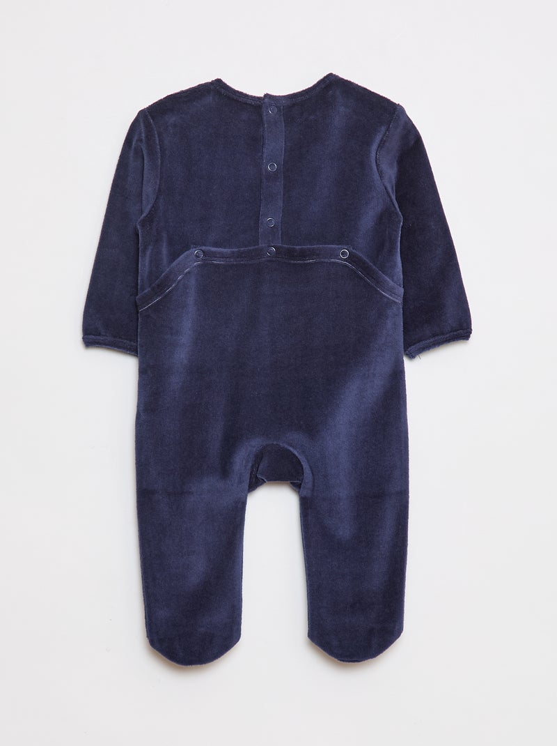 Pigiama in pile piedini e animazione davanti Blu - Kiabi