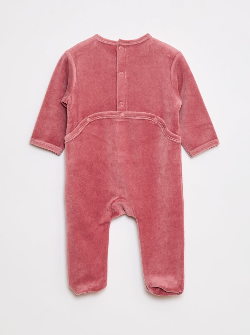 Pigiama in pile piedini e animazione davanti Rosa - Kiabi