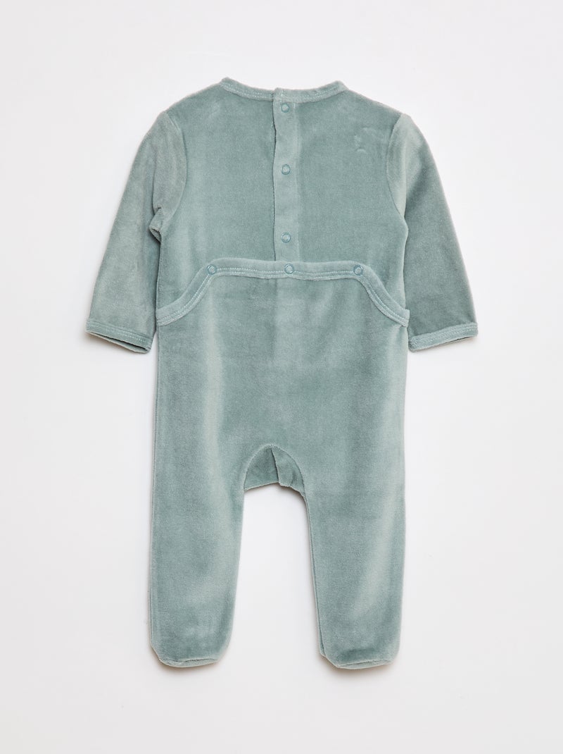 Pigiama in pile piedini e animazione davanti Verde - Kiabi