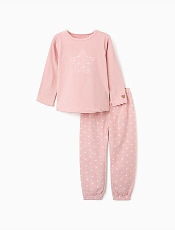 Pigiama in pile rosa con stelle ricamate