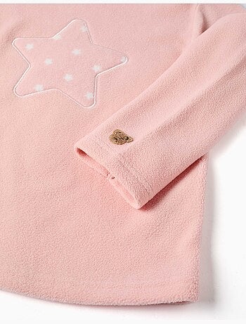 Pigiama in pile rosa con stelle ricamate