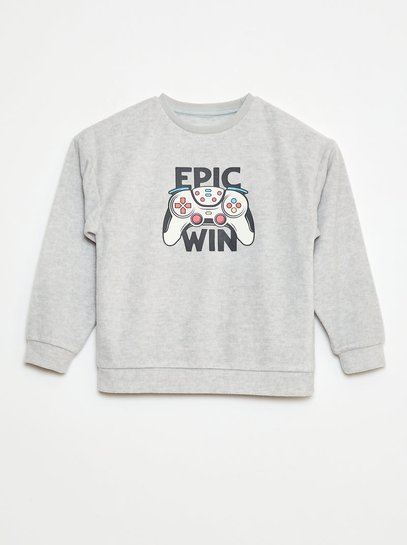 Pigiama in pile stampato Grigio - Kiabi