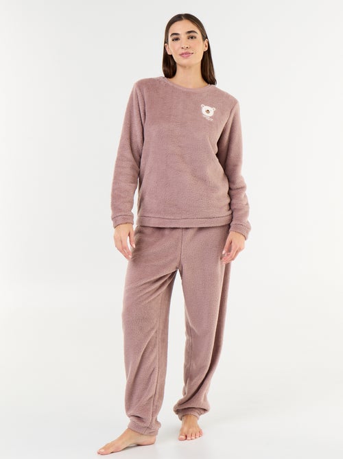 Pigiama in pile t-shirt + pantaloni - 2 pezzi - Kiabi