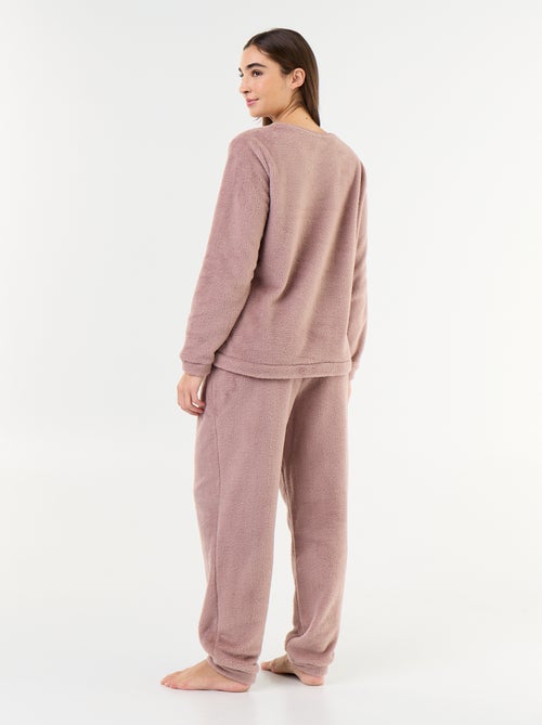 Pigiama in pile t-shirt + pantaloni - 2 pezzi - Kiabi