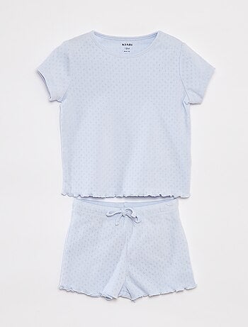 Pigiama in pointelle t-shirt + shorts - 2 pezzi
