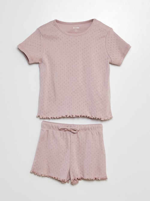 Pigiama in pointelle t-shirt + shorts - 2 pezzi - Kiabi