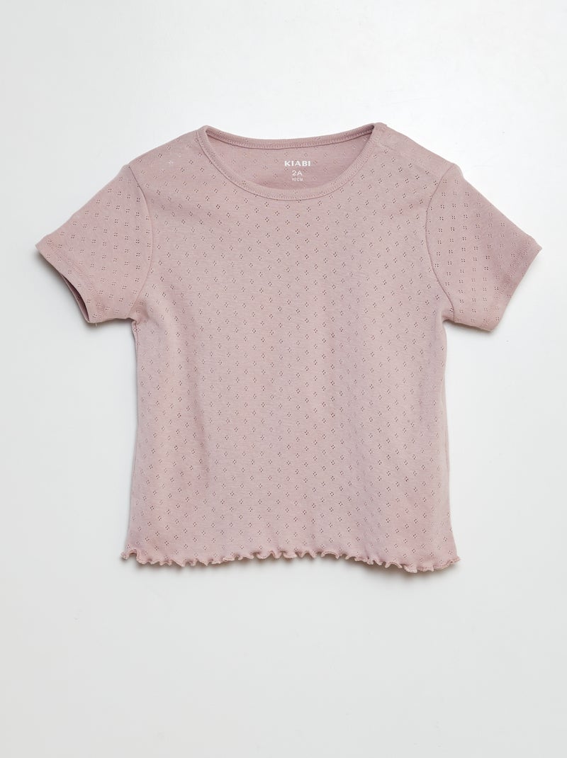 Pigiama in pointelle t-shirt + shorts - 2 pezzi VIOLA - Kiabi