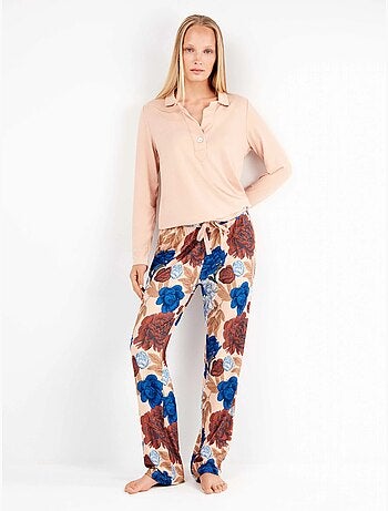 Pigiama in punto con stampa floreale