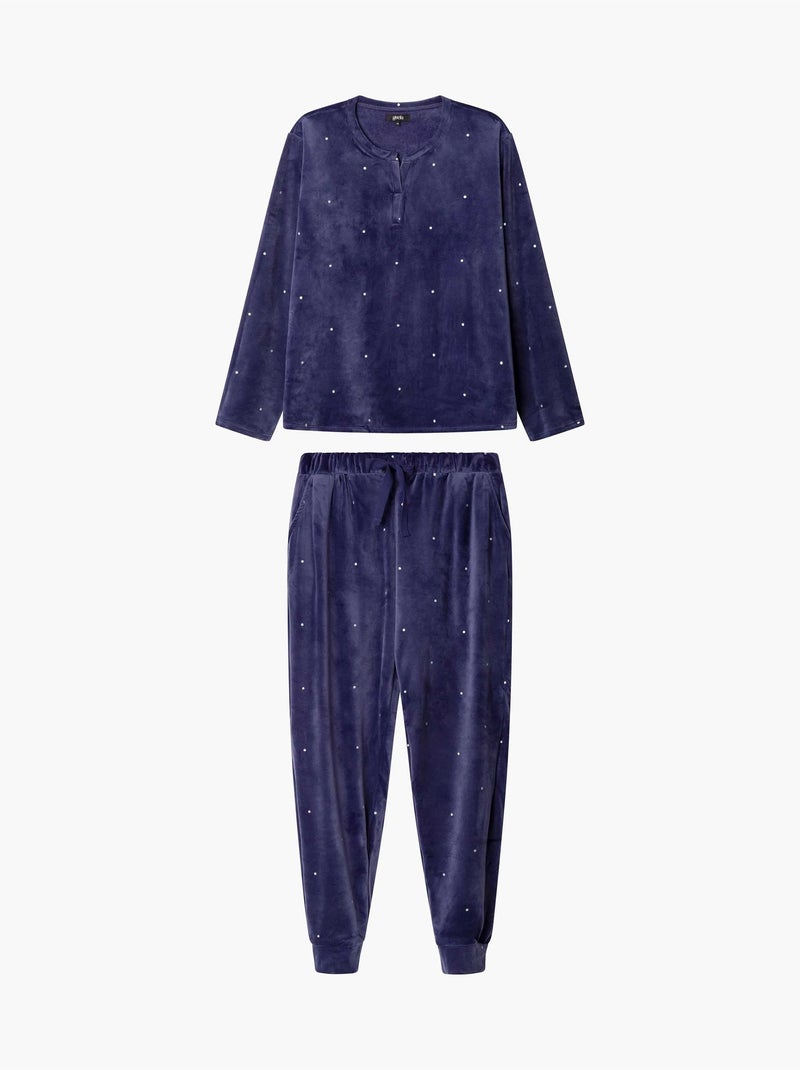 Pigiama in tessuto pile elastico Blu marino - Kiabi