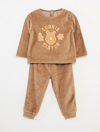 Pigiama in velluto completo t-shirt + pantaloni - 2 tasche