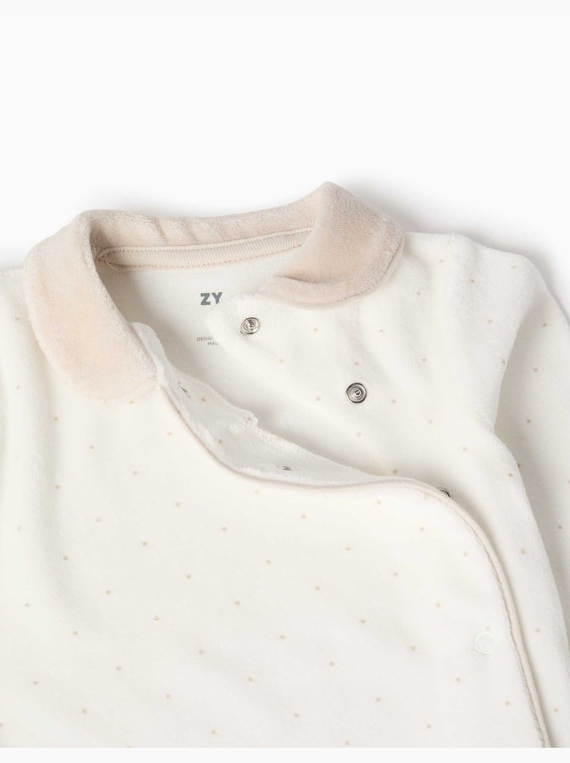 Pigiama in velluto con motivo a pois Bianco - Kiabi