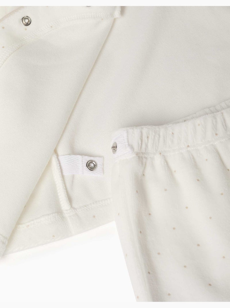 Pigiama in velluto con motivo a pois Bianco - Kiabi