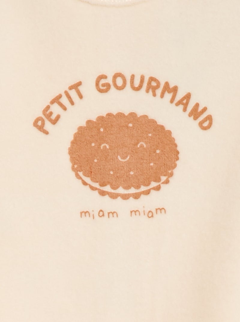 Pigiama in velluto con piedini e animazione sul davanti Beige - Kiabi