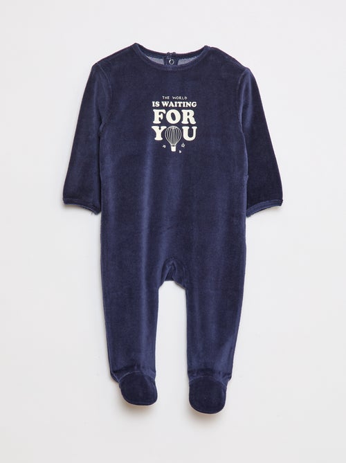Pigiama in velluto con piedini e animazione sul davanti - Kiabi
