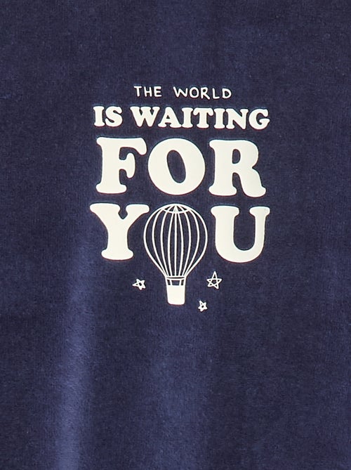 Pigiama in velluto con piedini e animazione sul davanti - Kiabi