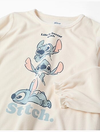 Pigiama in velluto con stampa stitch