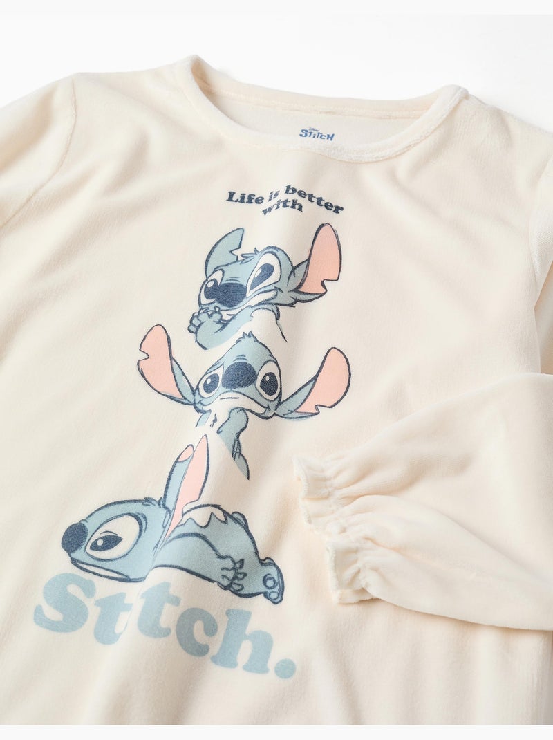 Pigiama in velluto con stampa stitch Beige chiaro - Kiabi