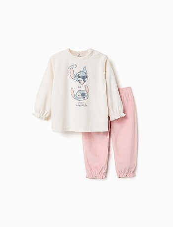 Pigiama in velluto con stampa stitch