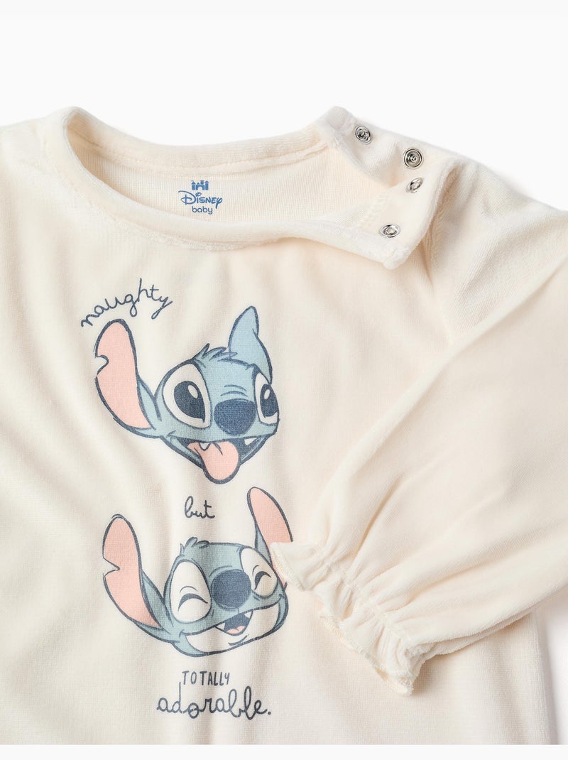 Pigiama in velluto con stampa stitch Beige chiaro - Kiabi