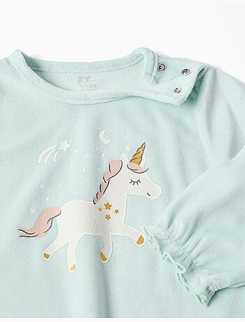 Pigiama in velluto con unicorno che si illumina al buio