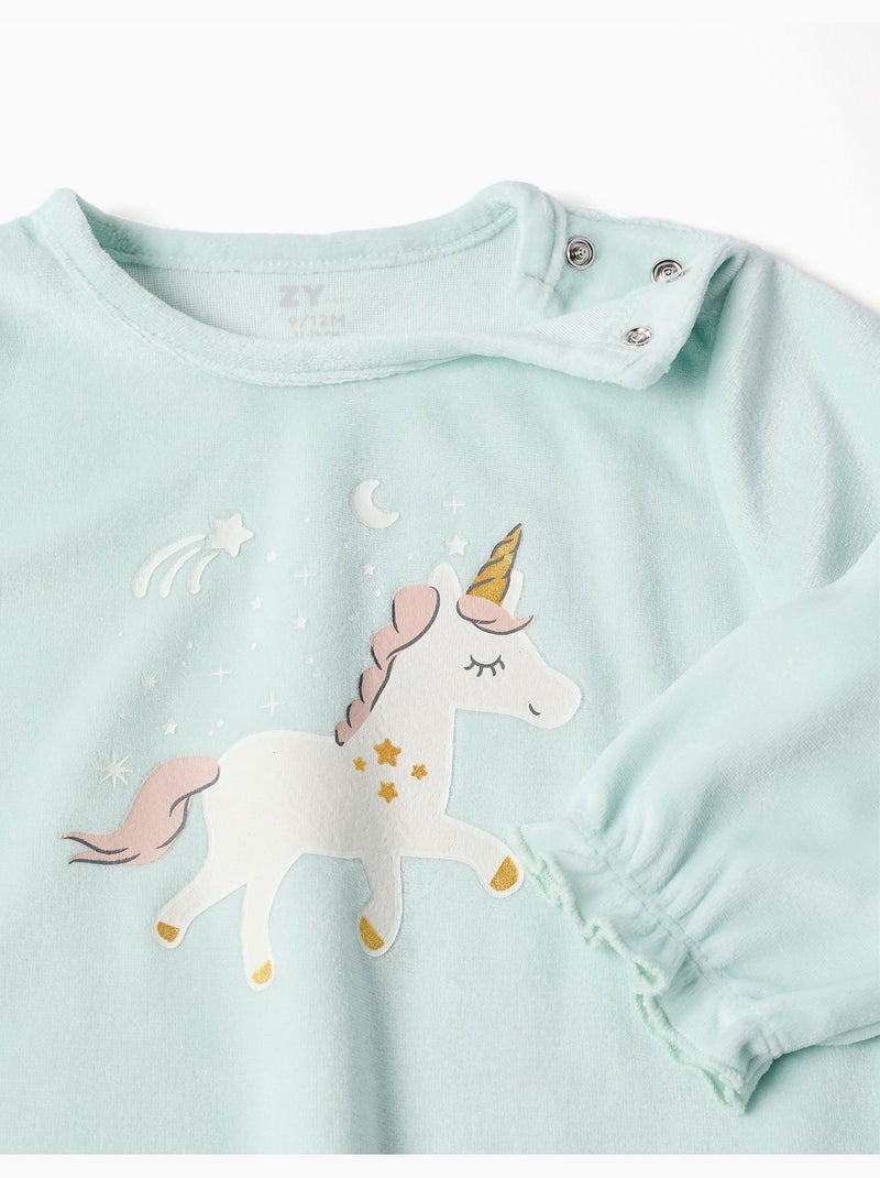 Pigiama in velluto con unicorno che si illumina al buio Blu chiaro - Kiabi