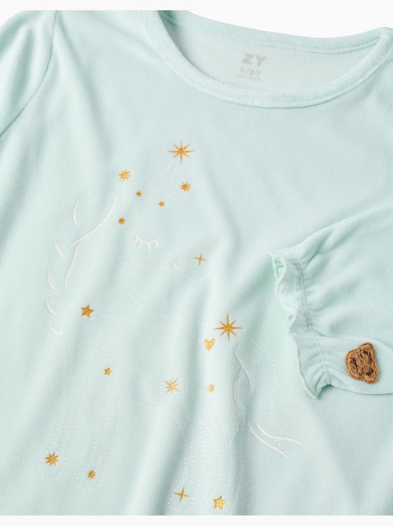 Pigiama in velluto con unicorno che si illumina al buio Blu chiaro - Kiabi