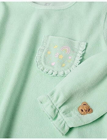 Pigiama in velluto con volant e stampe