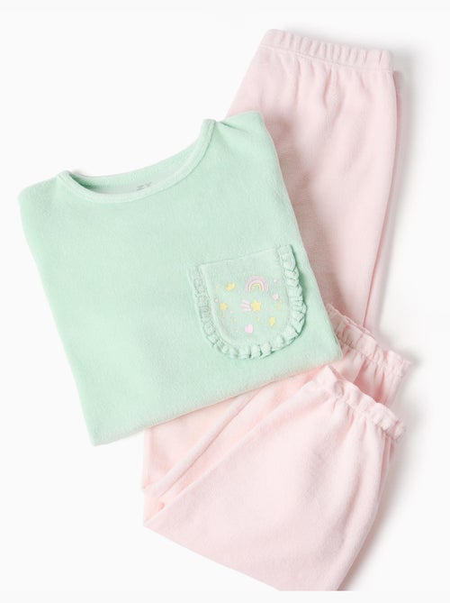 Pigiama in velluto con volant e stampe - Kiabi