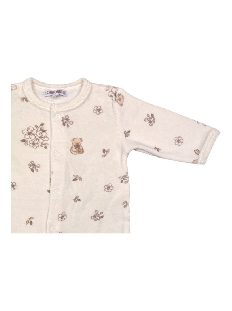 Pigiama in velluto per neonati con motivo "Mazzi di fiori" di Les Chatounets Beige - Kiabi