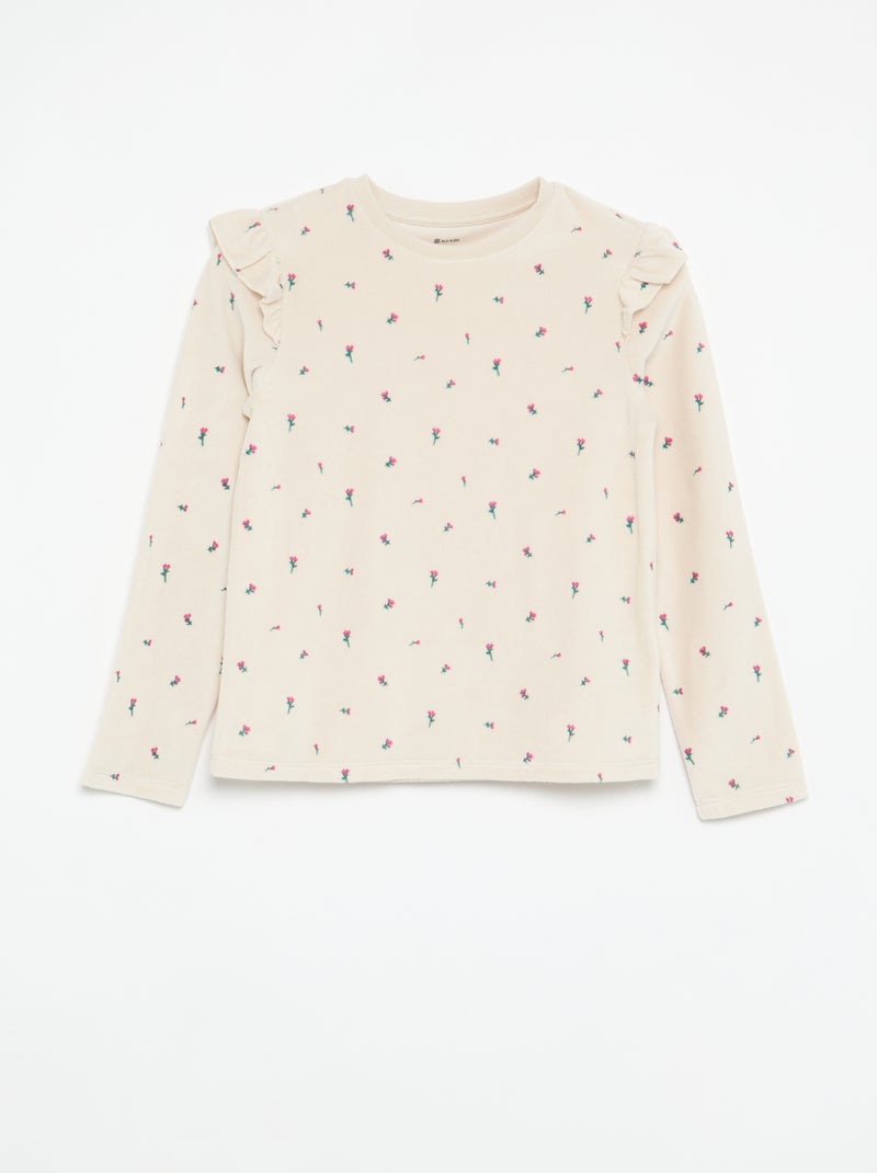 Pigiama in velluto stampato 2 pezzi - Felpa + pantaloni Rosa - Kiabi