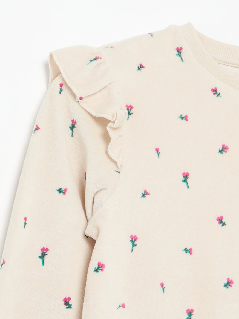 Pigiama in velluto stampato 2 pezzi - Felpa + pantaloni Rosa - Kiabi