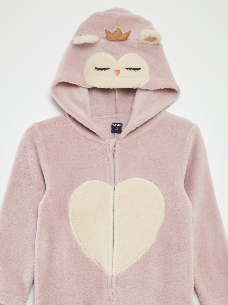 Pigiama intero in pile 'gufo' ROSA - Kiabi