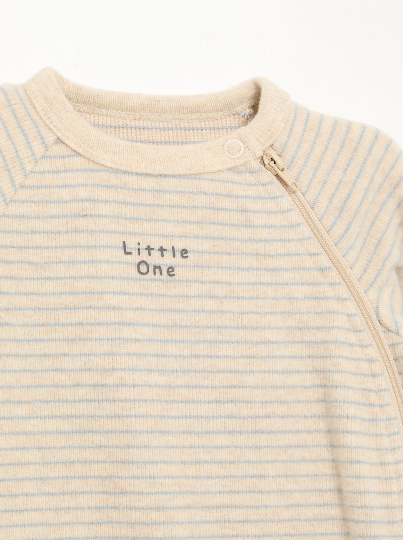 Pigiama intero in velluto a maniche lunghe e senza piedini Beige - Kiabi