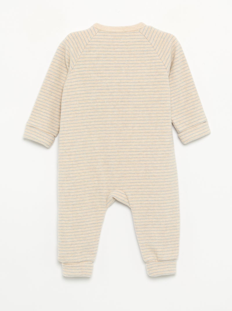 Pigiama intero in velluto a maniche lunghe e senza piedini Beige - Kiabi