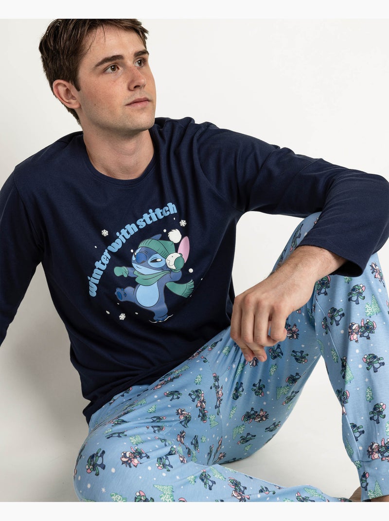 Pigiama invernale a maniche lunghe da uomo DISNEY con cuciture Blu marino - Kiabi