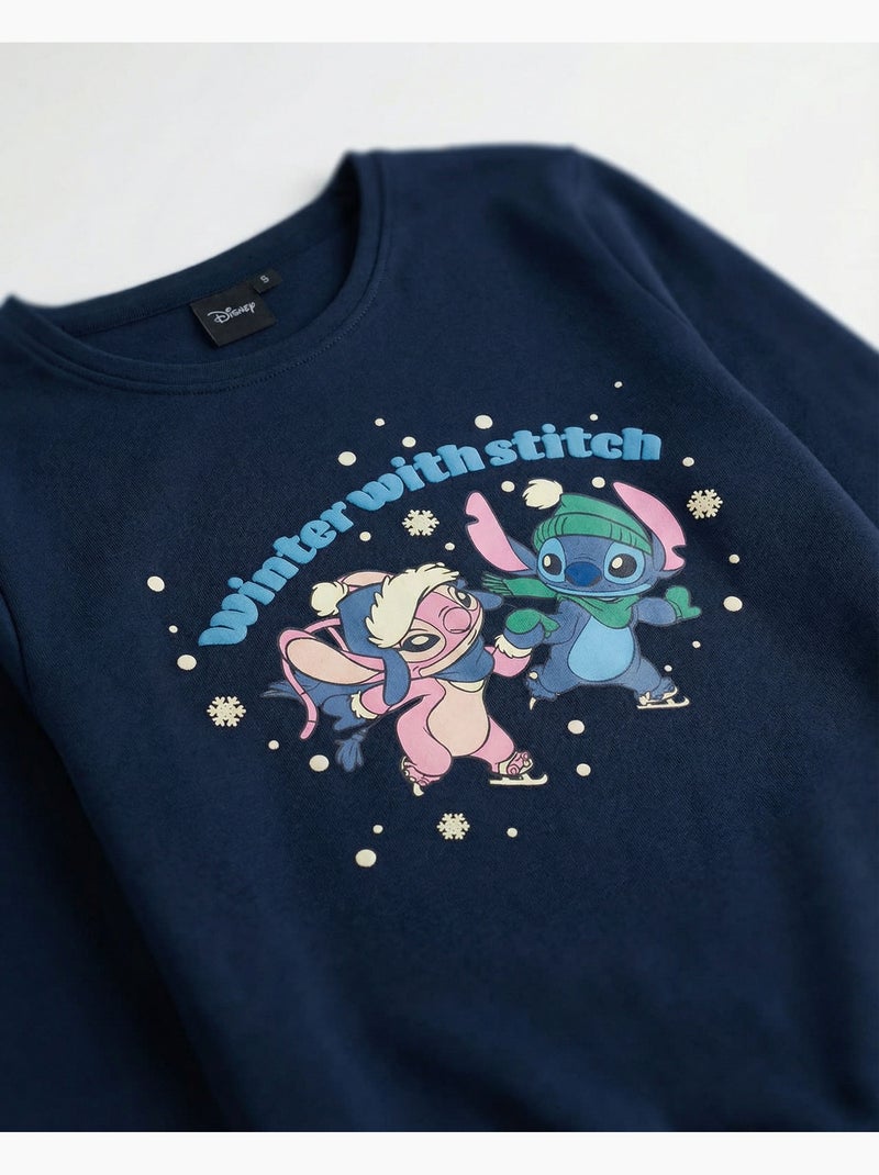 Pigiama invernale a maniche lunghe DISNEY con Stitch per bambine Blu marino - Kiabi