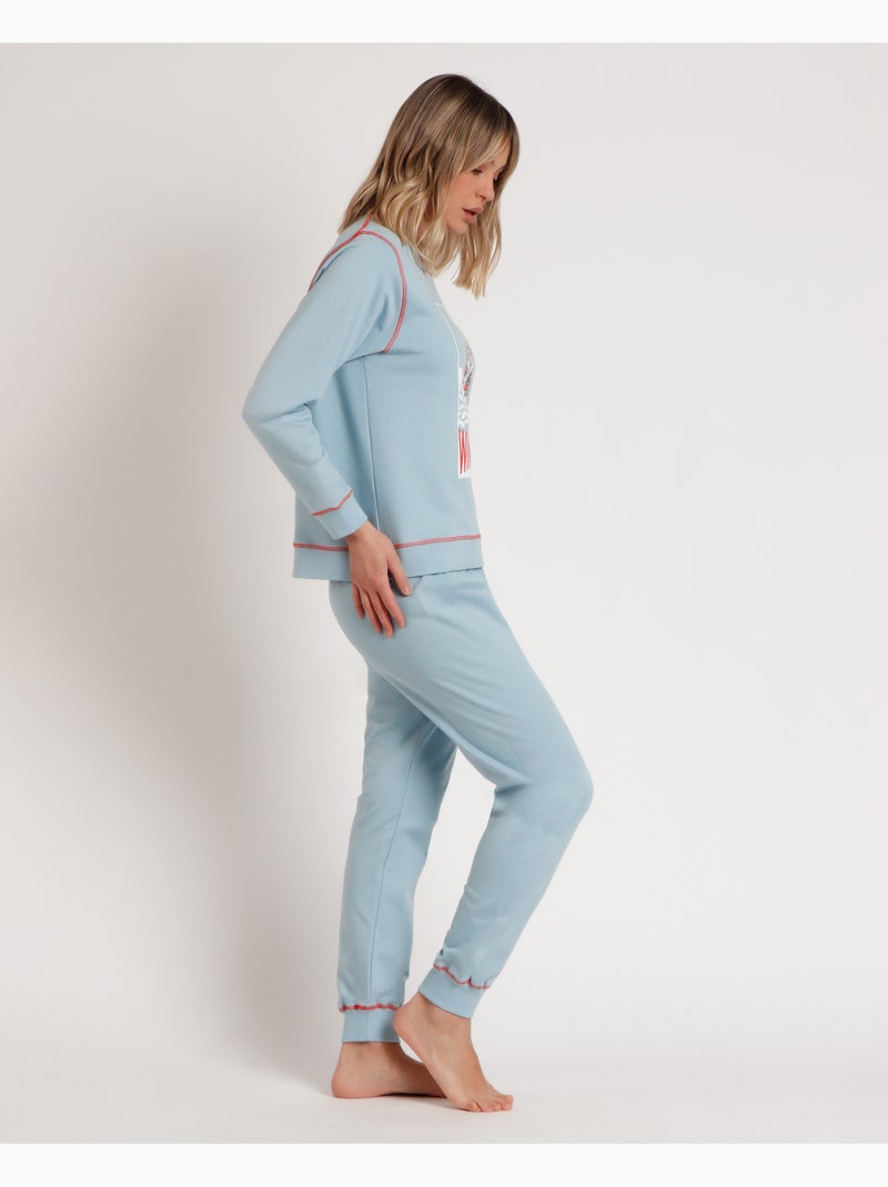 Pigiama invernale da donna a maniche lunghe in peluche DISNEY Blu acqua - Kiabi