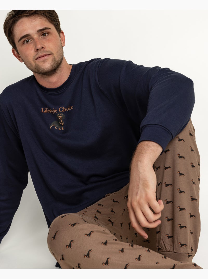Pigiama lifestyle a maniche lunghe da uomo ADMAS Blu marino - Kiabi