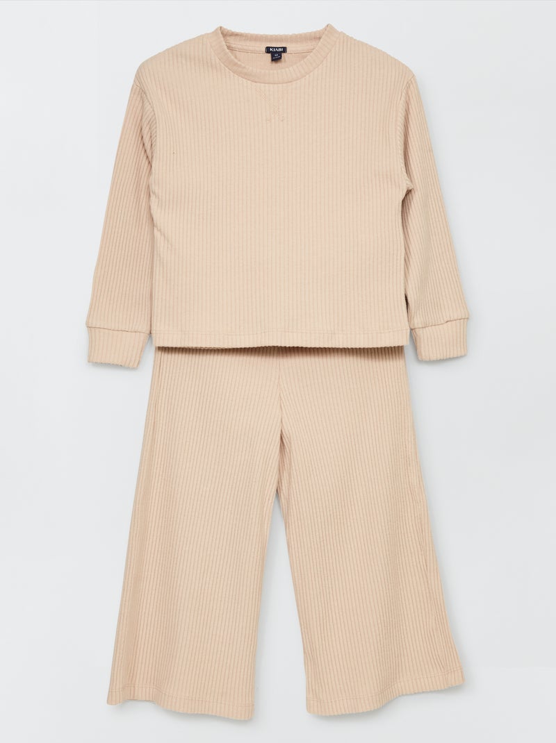 Pigiama lungo - 2 pezzi - beige BEIGE - Kiabi