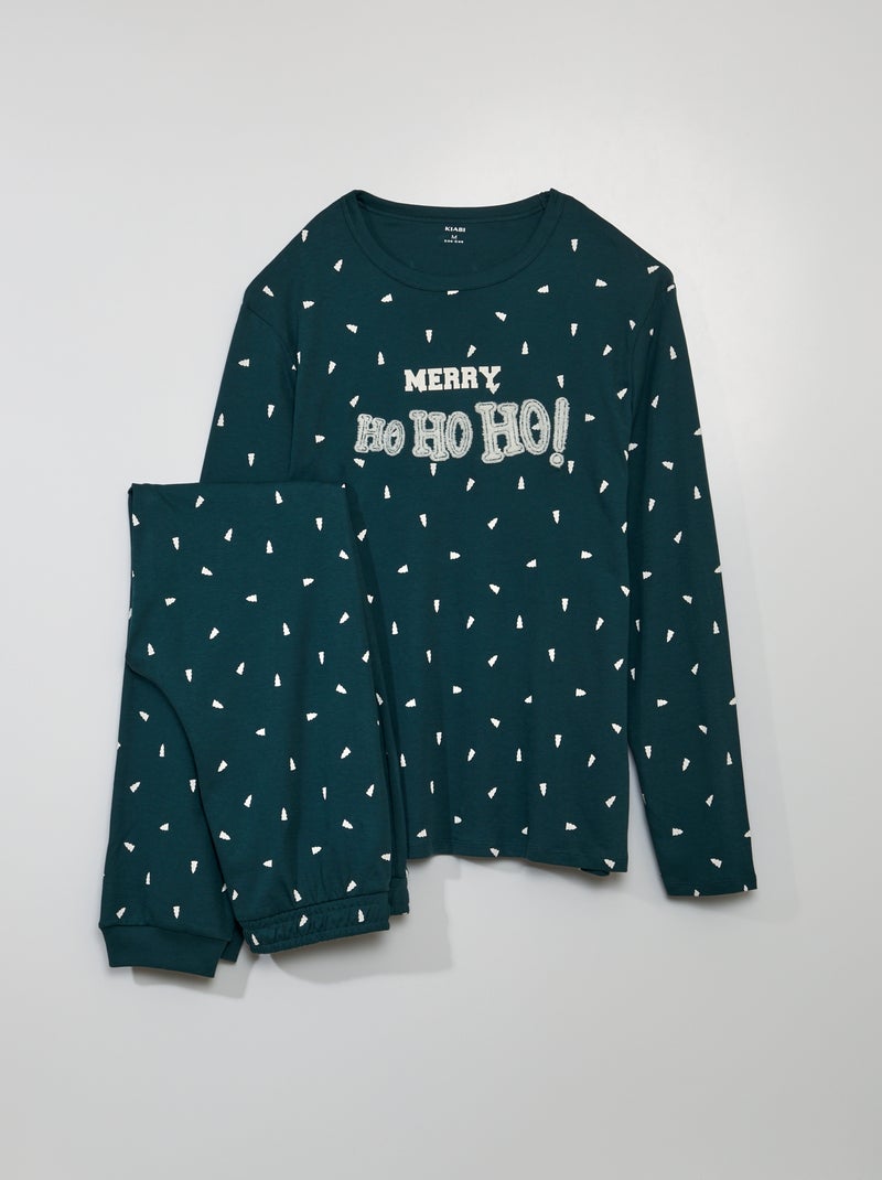 Pigiama lungo - Stampa Natale - 2 pezzi VERDE - Kiabi