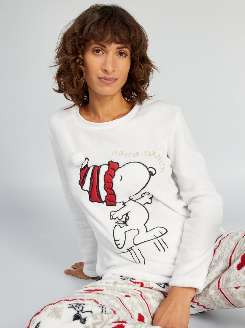 Pigiama lungo - stampa 'Snoopy' - 2 pezzi BIANCO - Kiabi