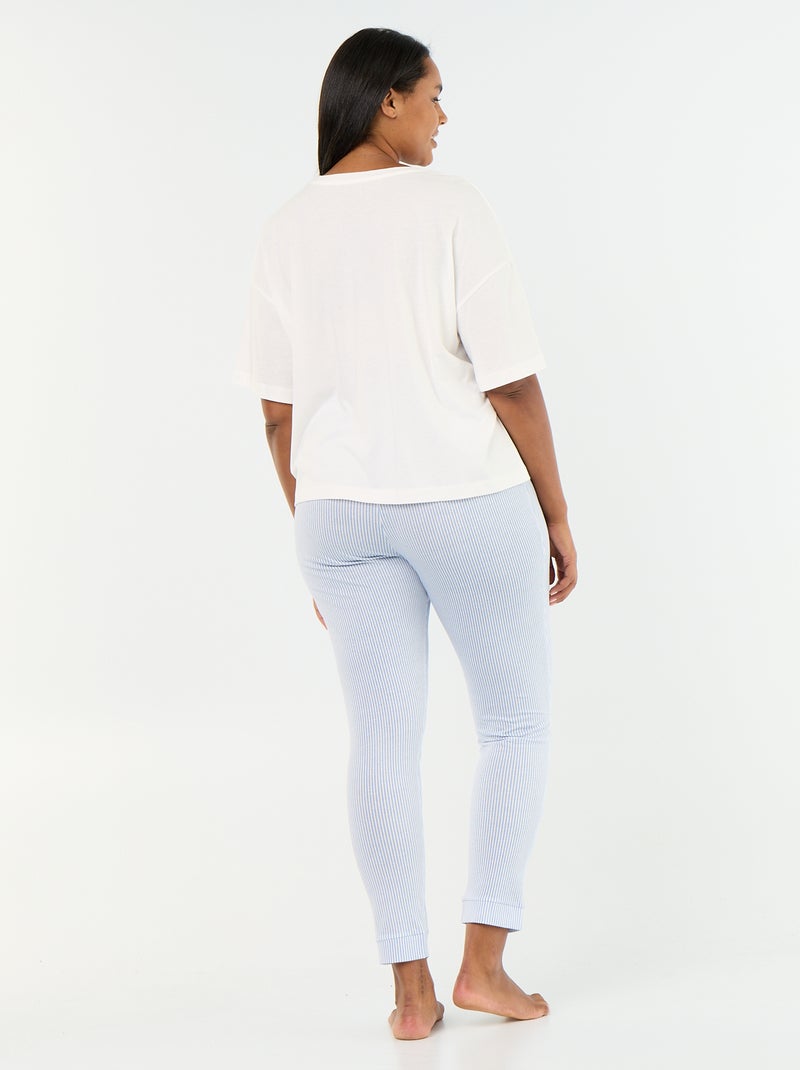 Pigiama lungo 2 pezzi a righe Blu - Kiabi