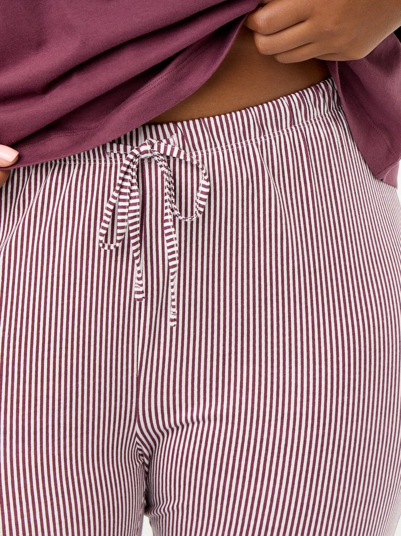 Pigiama lungo 2 pezzi a righe Rosso - Kiabi