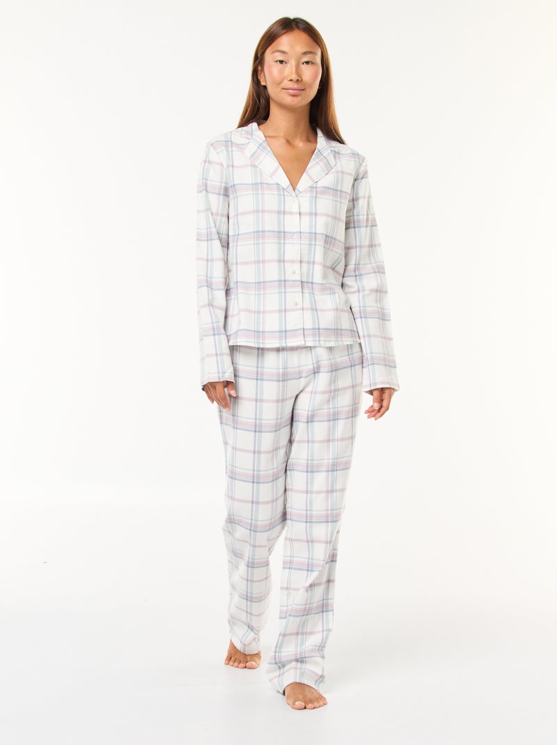 Pigiama lungo 2 pezzi camicia + pantaloni - 2 pezzi Bianco - Kiabi