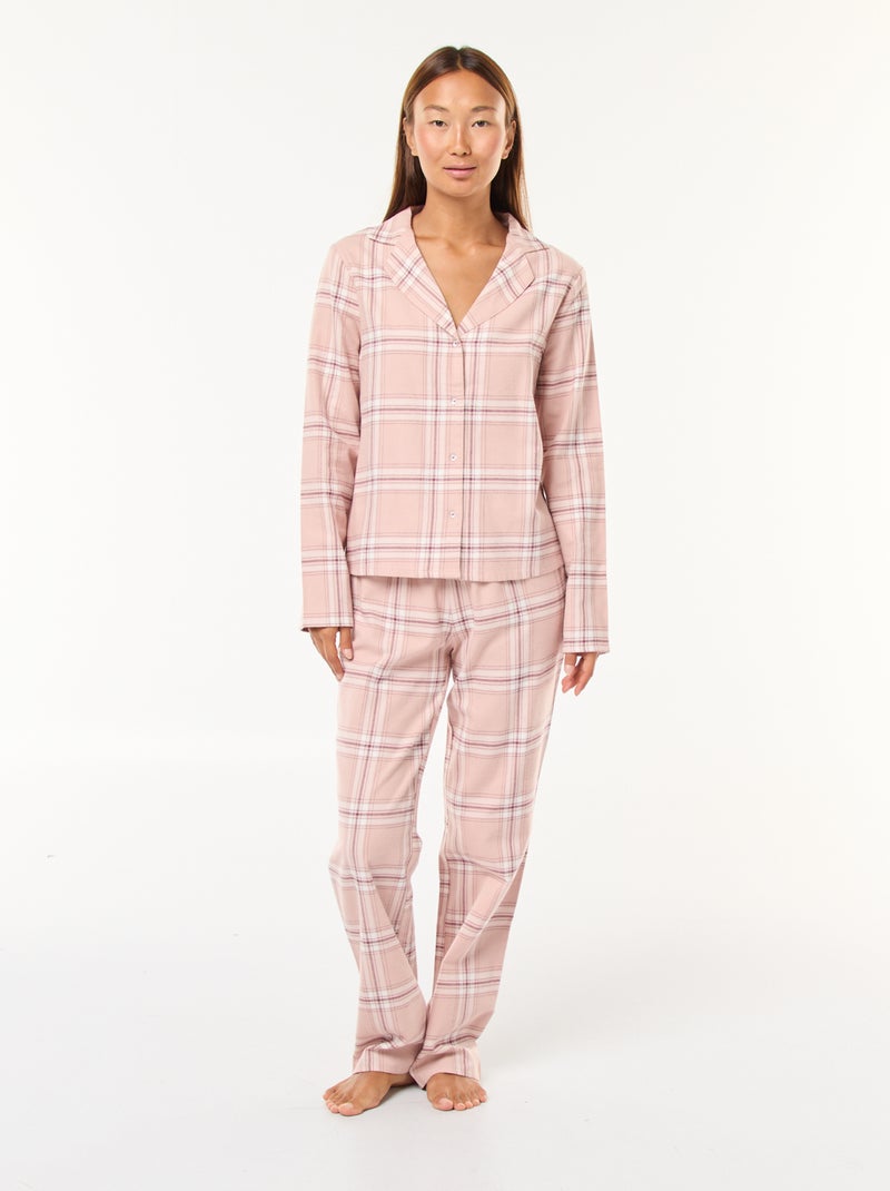 Pigiama lungo 2 pezzi camicia + pantaloni - 2 pezzi Rosa - Kiabi
